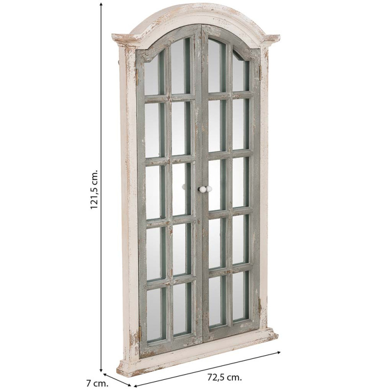 Miroir fenêtre à volets vert sauge bois et verre 72,5x7x121,5 cm Ereno  - 10