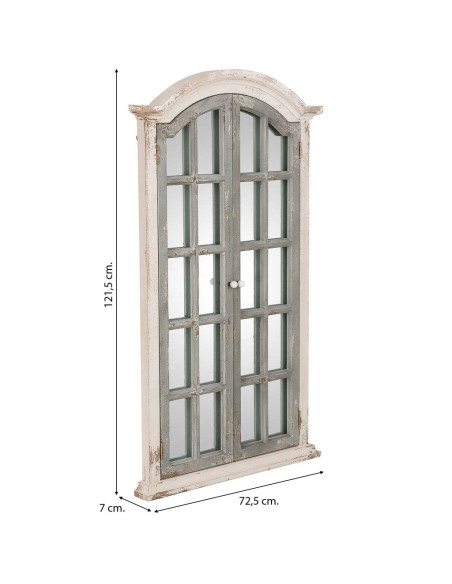 Miroir fenêtre à volets vert sauge bois et verre 72,5x7x121,5 cm Ereno  - 10