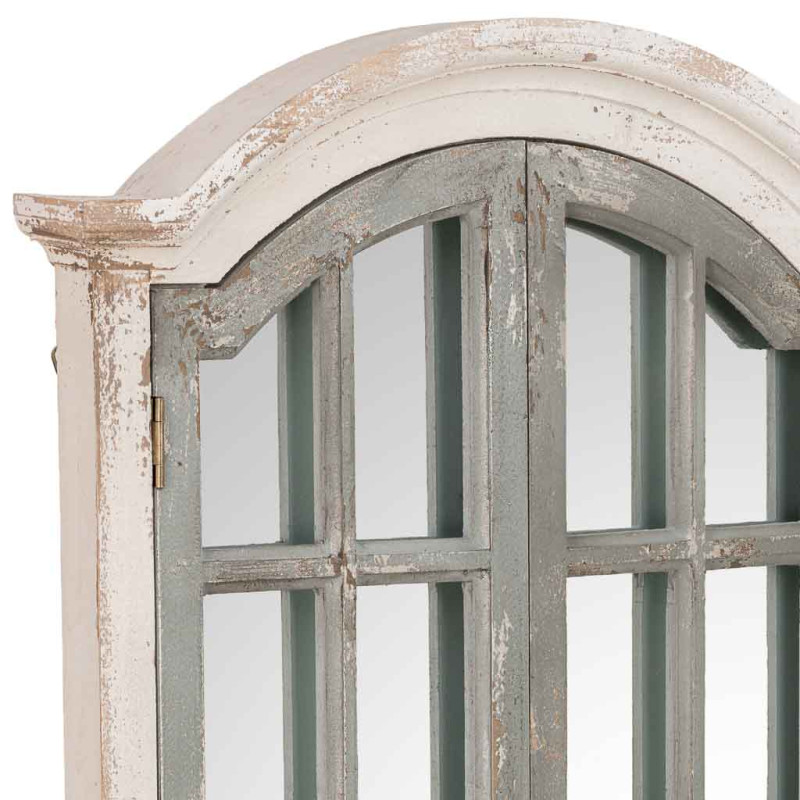 Miroir fenêtre à volets vert sauge bois et verre 72,5x7x121,5 cm Ereno  - 6