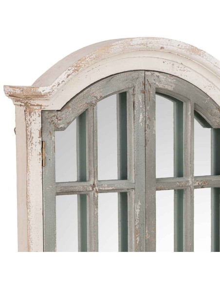 Miroir fenêtre à volets vert sauge bois et verre 72,5x7x121,5 cm Ereno  - 6