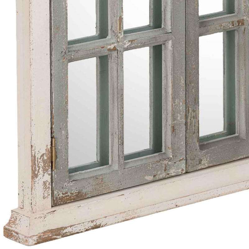 Miroir fenêtre à volets vert sauge bois et verre 72,5x7x121,5 cm Ereno  - 7