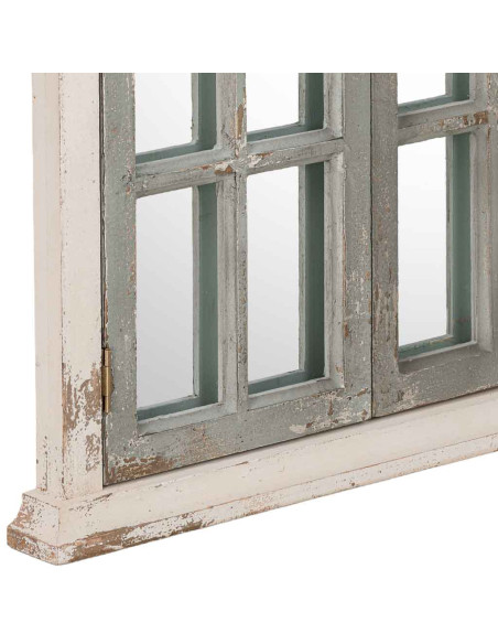 Miroir fenêtre à volets vert sauge bois et verre 72,5x7x121,5 cm Ereno  - 7