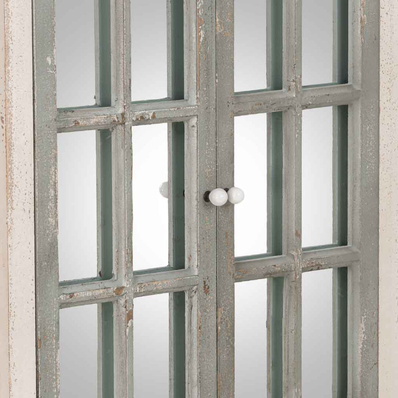 Miroir fenêtre à volets vert sauge bois et verre 72,5x7x121,5 cm Ereno  - 8