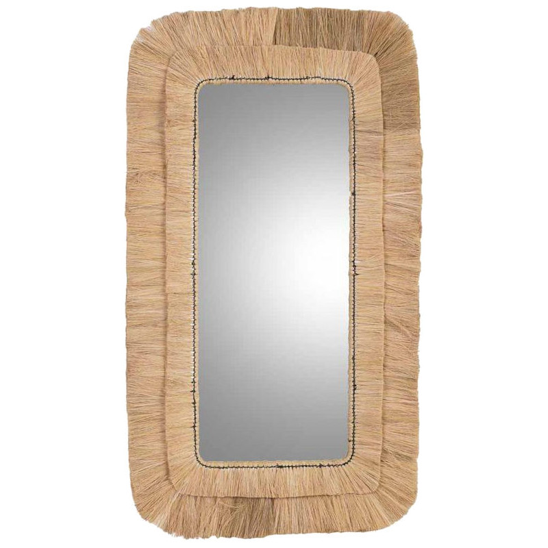 Miroir rectangulaire en fibres naturelles beige 73x1x132 cm Belaro  - 1