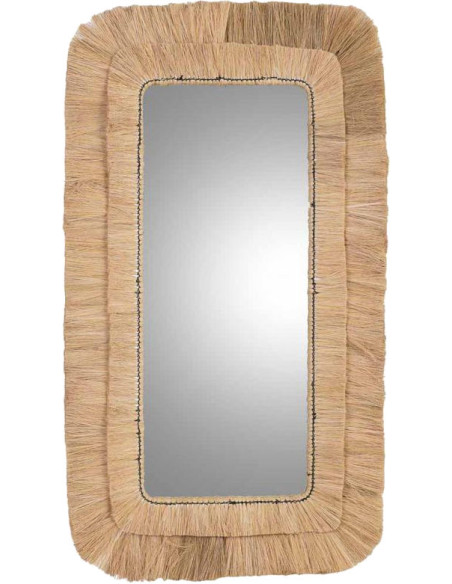 Miroir rectangulaire en fibres naturelles beige 73x1x132 cm Belaro  - 1