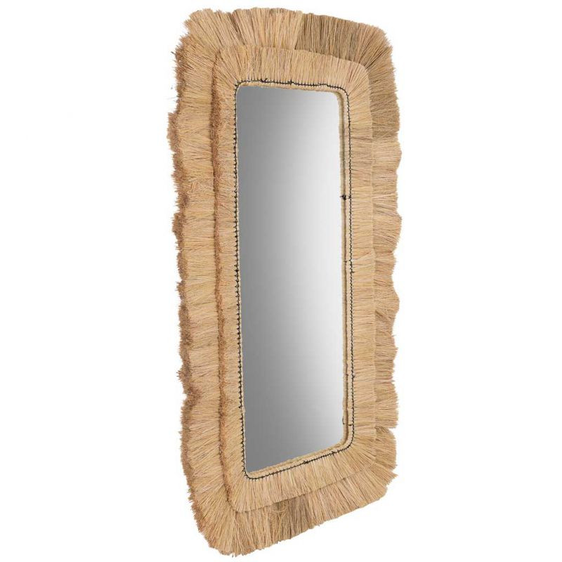 Miroir rectangulaire en fibres naturelles beige 73x1x132 cm Belaro  - 2