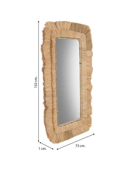 Miroir rectangulaire en fibres naturelles beige 73x1x132 cm Belaro  - 8