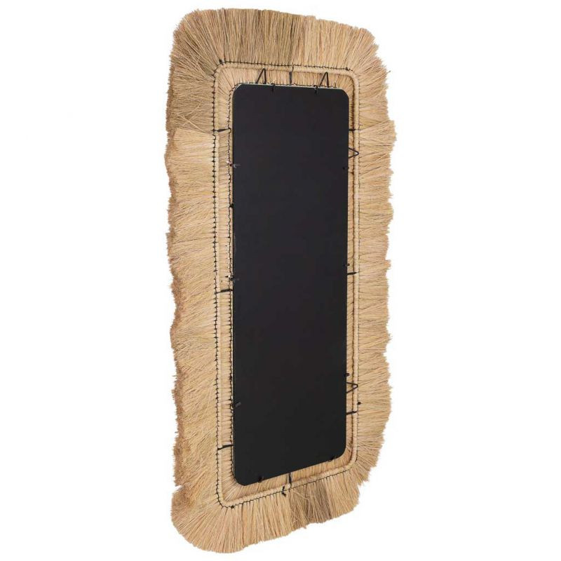 Miroir rectangulaire en fibres naturelles beige 73x1x132 cm Belaro  - 3