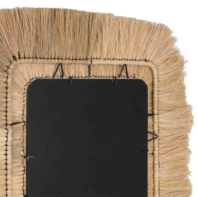 Miroir rectangulaire en fibres naturelles beige 73x1x132 cm Belaro  - 7