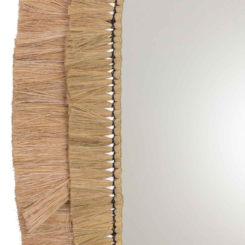 Miroir ovale bohème en fibres naturelles beige 71x1x100 cm Belaro  - 6