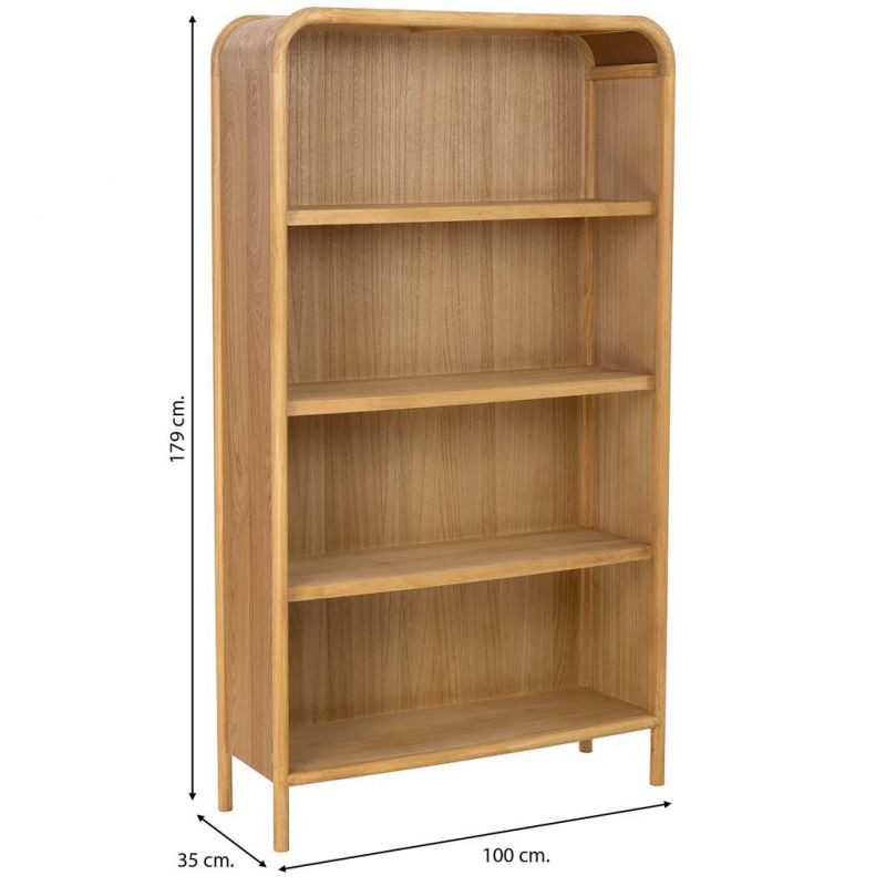 Bibliothèque haute scandinave bois naturel 100x35x179 cm Heraloro  - 7
