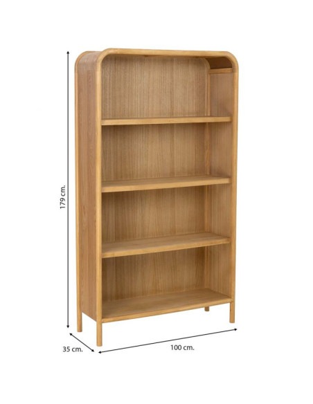 Bibliothèque haute scandinave bois naturel 100x35x179 cm Heraloro  - 7