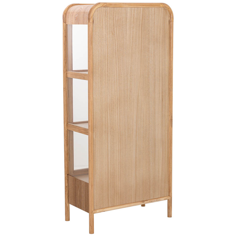 Vitrine vaisselier bois naturel et rotin 72x40,5x160 cm Heraloro  - 4