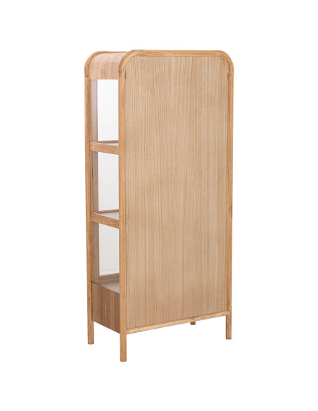 Vitrine vaisselier bois naturel et rotin 72x40,5x160 cm Heraloro  - 4