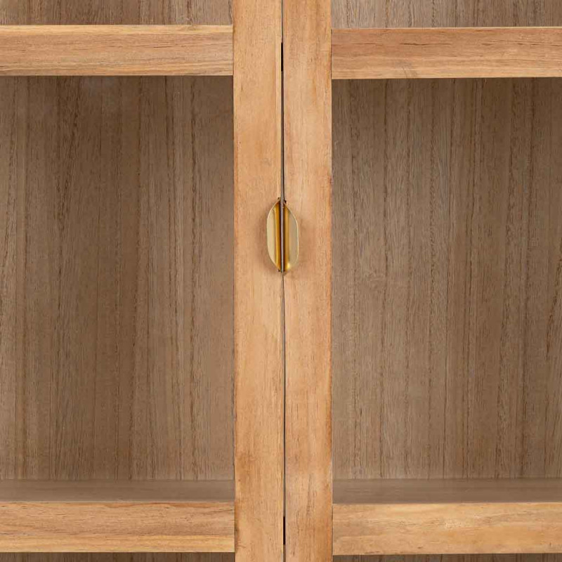 Vitrine vaisselier bois naturel et rotin 72x40,5x160 cm Heraloro  - 8