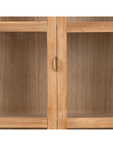 Vitrine vaisselier bois naturel et rotin 72x40,5x160 cm Heraloro  - 8