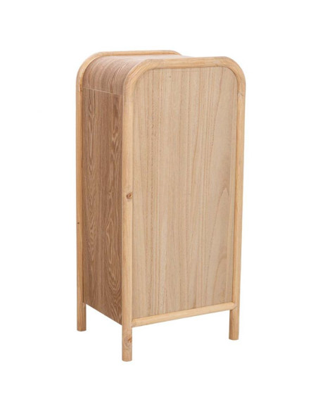 Chiffonnier 5 tiroirs bois naturel et cannage rotin 46x37x100 cm Heraloro  - 4
