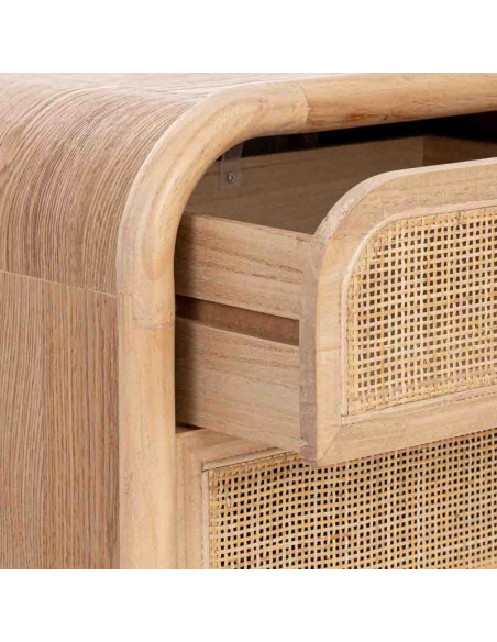 Chiffonnier 5 tiroirs bois naturel et cannage rotin 46x37x100 cm Heraloro  - 5