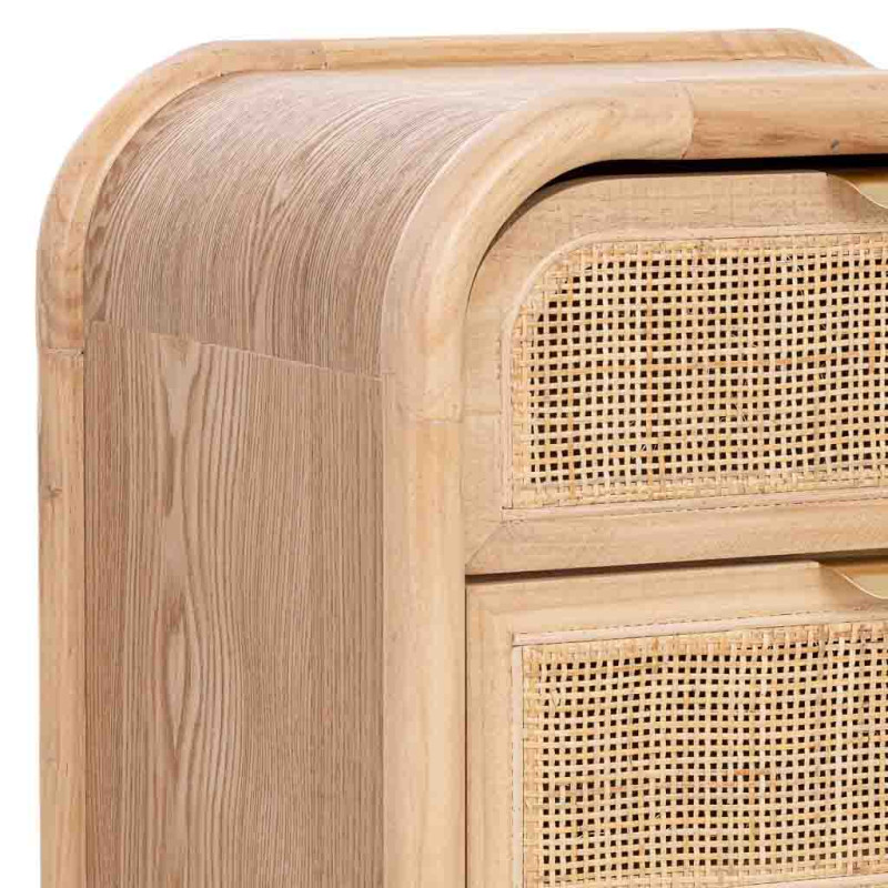 Chiffonnier 5 tiroirs bois naturel et cannage rotin 46x37x100 cm Heraloro  - 7