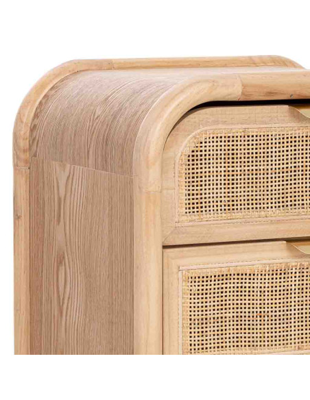 Chiffonnier 5 tiroirs bois naturel et cannage rotin 46x37x100 cm Heraloro  - 7