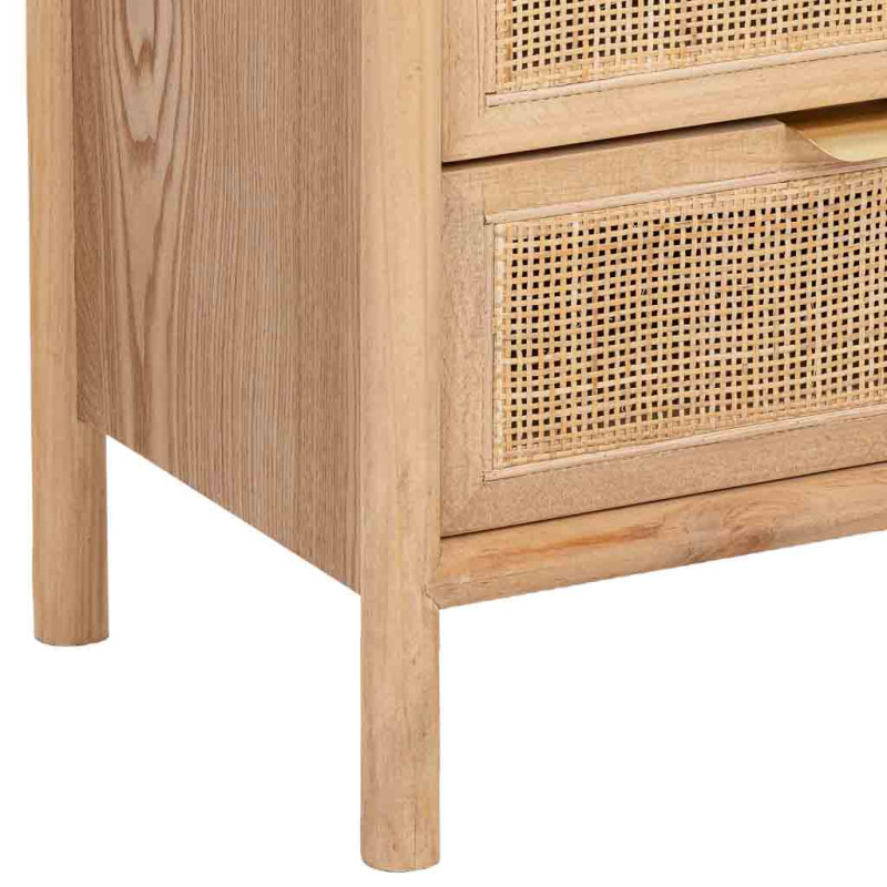 Chiffonnier 5 tiroirs bois naturel et cannage rotin 46x37x100 cm Heraloro  - 8