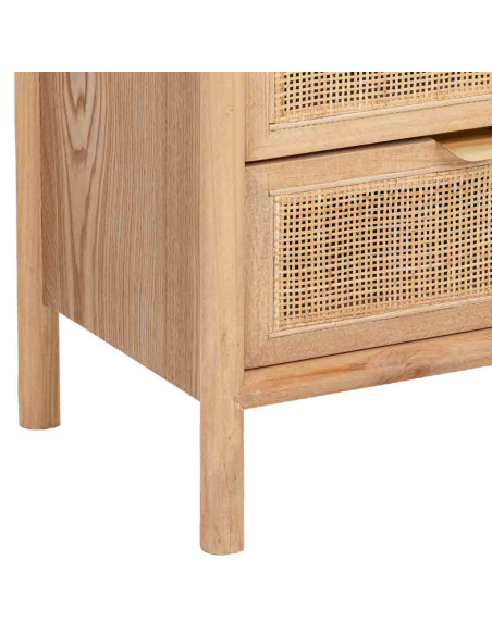 Chiffonnier 5 tiroirs bois naturel et cannage rotin 46x37x100 cm Heraloro  - 8
