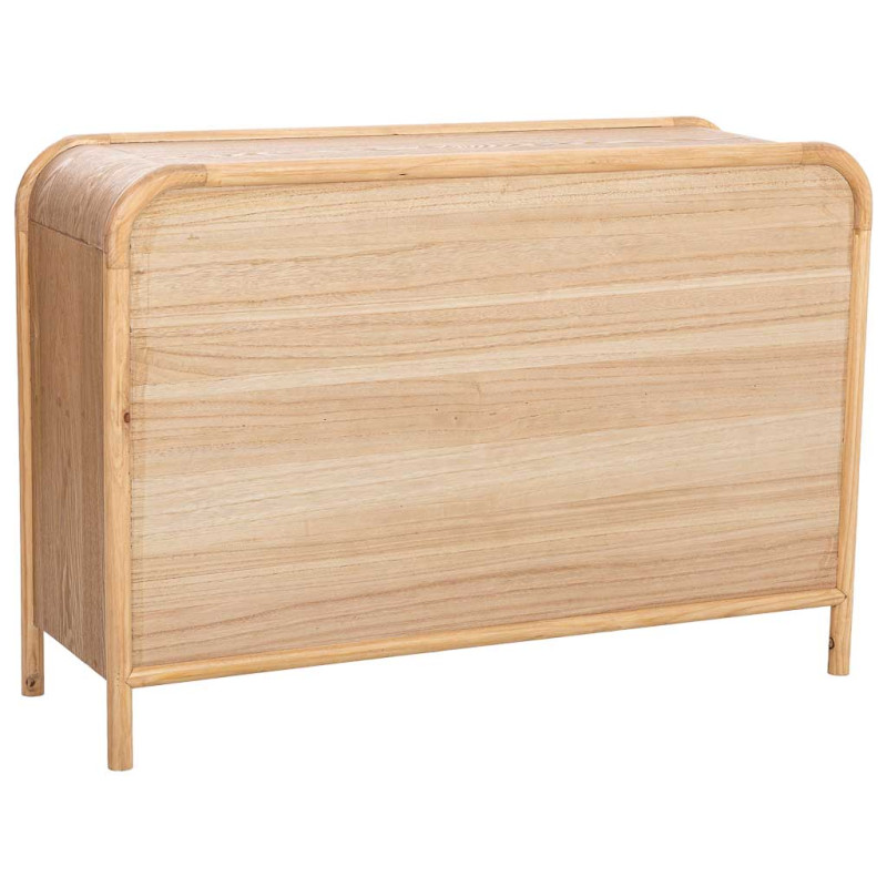Buffet 3 portes bois naturel et cannage rotin 120x41,5x82 cm Heraloro  - 4