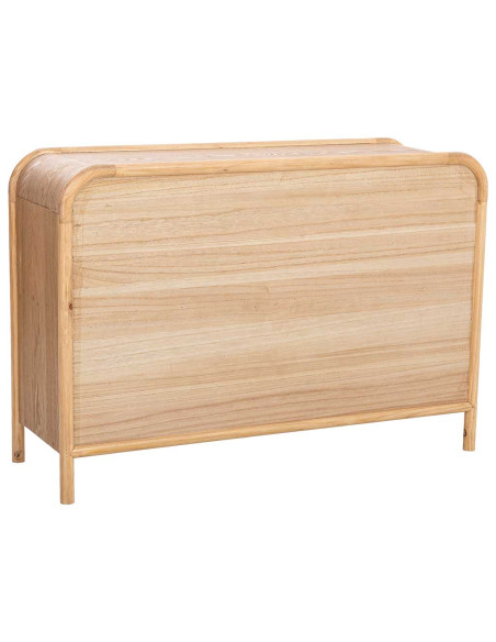 Buffet 3 portes bois naturel et cannage rotin 120x41,5x82 cm Heraloro  - 4