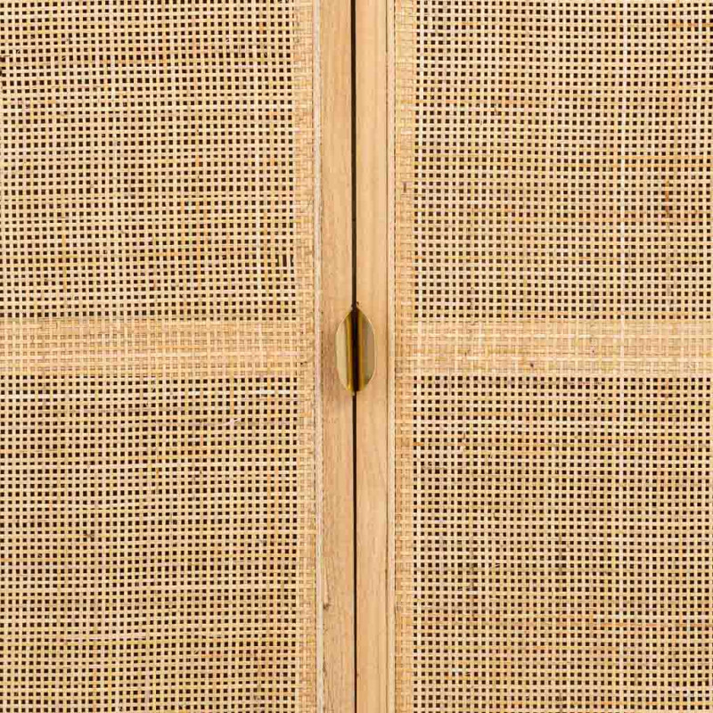 Buffet 3 portes bois naturel et cannage rotin 120x41,5x82 cm Heraloro  - 7