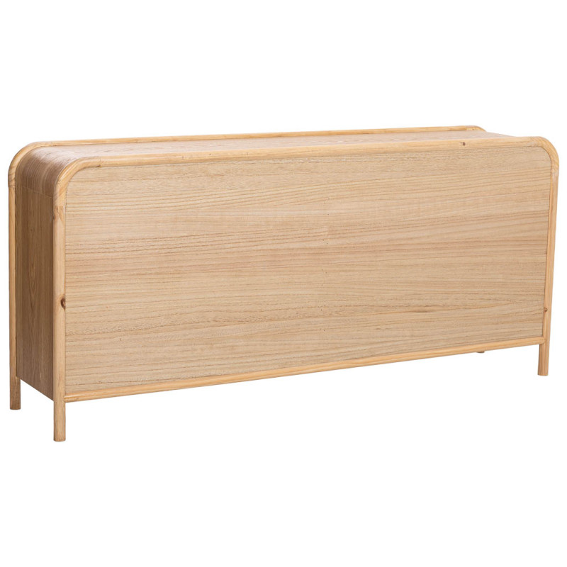 Buffet 4 portes bois clair et cannage rotin 180x40x82 cm Heraloro  - 4
