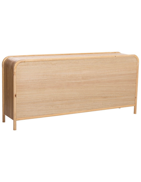 Buffet 4 portes bois clair et cannage rotin 180x40x82 cm Heraloro  - 4