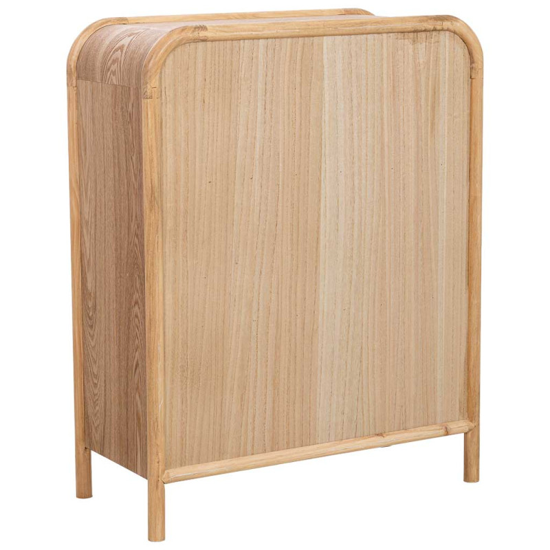 Buffet haut 2 portes bois clair et cannage rotin 80x37x101 cm Heraloro  - 4