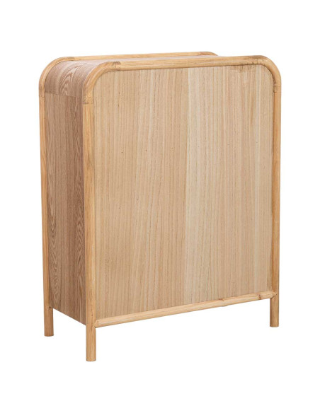 Buffet haut 2 portes bois clair et cannage rotin 80x37x101 cm Heraloro  - 4