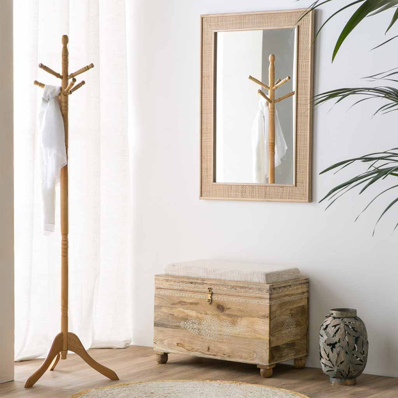 Miroir mural rectangulaire cannage naturel 70x2,5x100 cm Zavero  - 2
