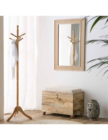 Miroir mural rectangulaire cannage naturel 70x2,5x100 cm Zavero  - 2