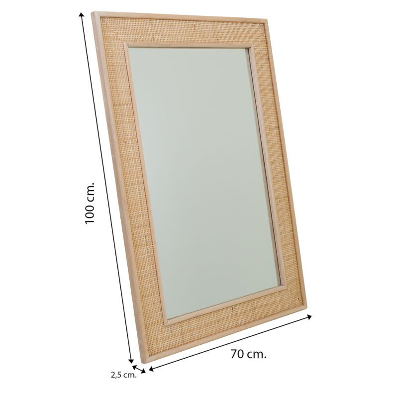Miroir mural rectangulaire cannage naturel 70x2,5x100 cm Zavero  - 6