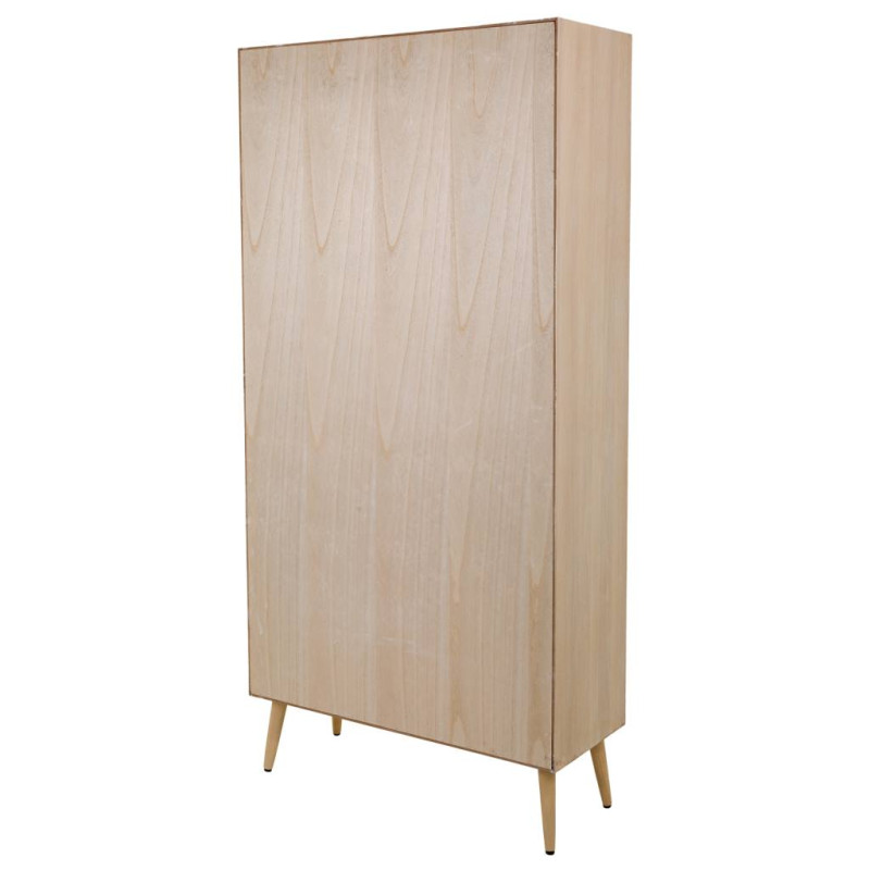 Bibliothèque cannage naturel finition bois clair 90x37x189 cm Zavero  - 5