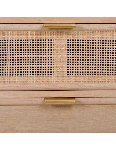 Bibliothèque cannage naturel finition bois clair 90x37x189 cm Zavero  - 8