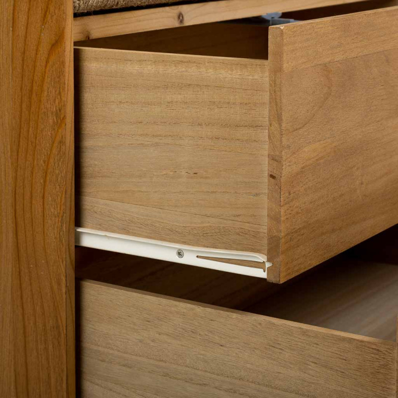 Armoire de rangement bois naturel et corde tressée 75x45x170 cm Marena  - 5