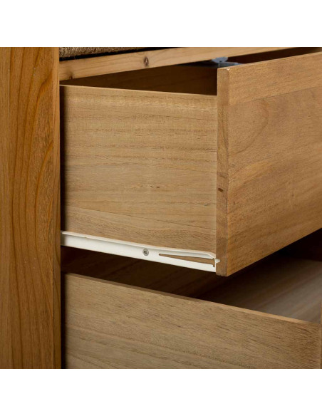 Armoire de rangement bois naturel et corde tressée 75x45x170 cm Marena  - 5