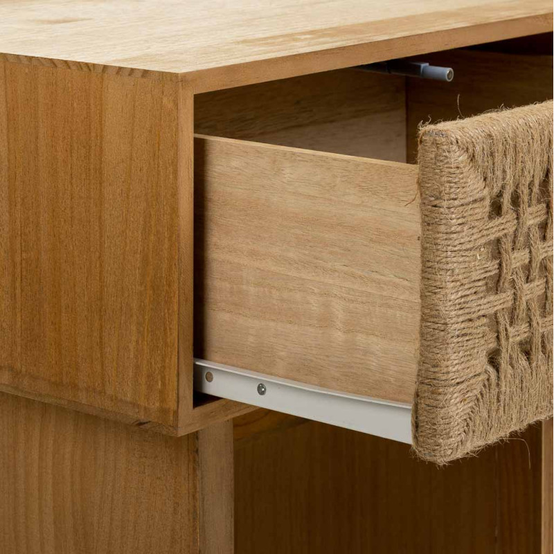 Table de chevet bohème bois naturel corde tressée 45x36x55 cm Marena  - 5