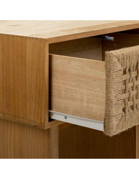 Table de chevet bohème bois naturel corde tressée 45x36x55 cm Marena  - 5