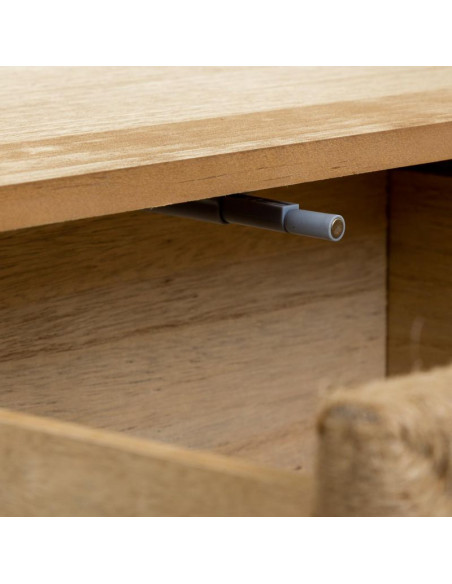 Table de chevet bohème bois naturel corde tressée 45x36x55 cm Marena  - 7