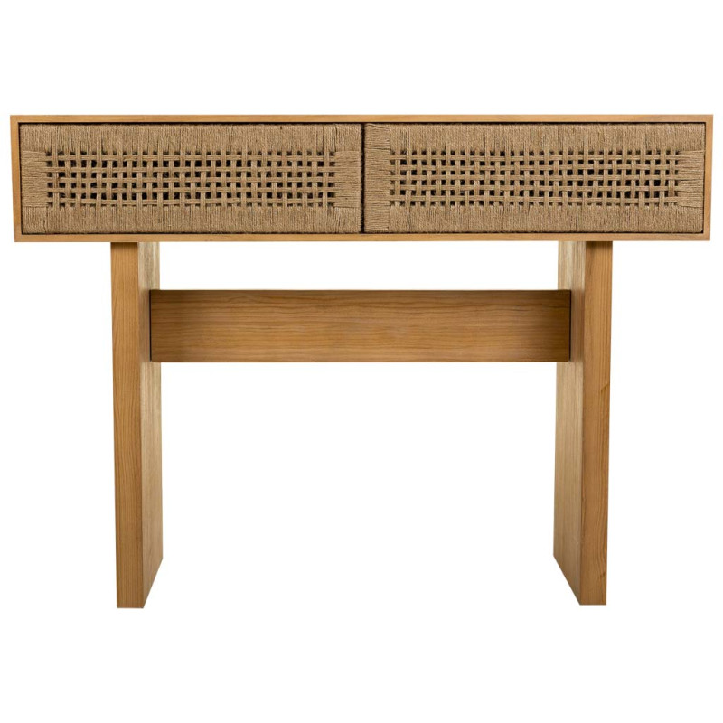Console d'entrée bohème bois naturel et corde tressée 110x36x77 cm Marena  - 2