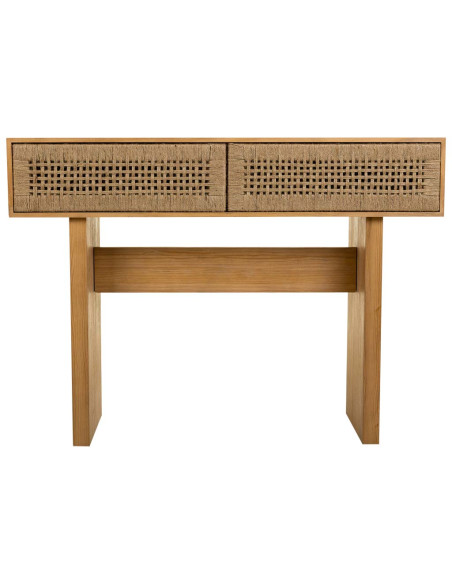 Console d'entrée bohème bois naturel et corde tressée 110x36x77 cm Marena  - 2