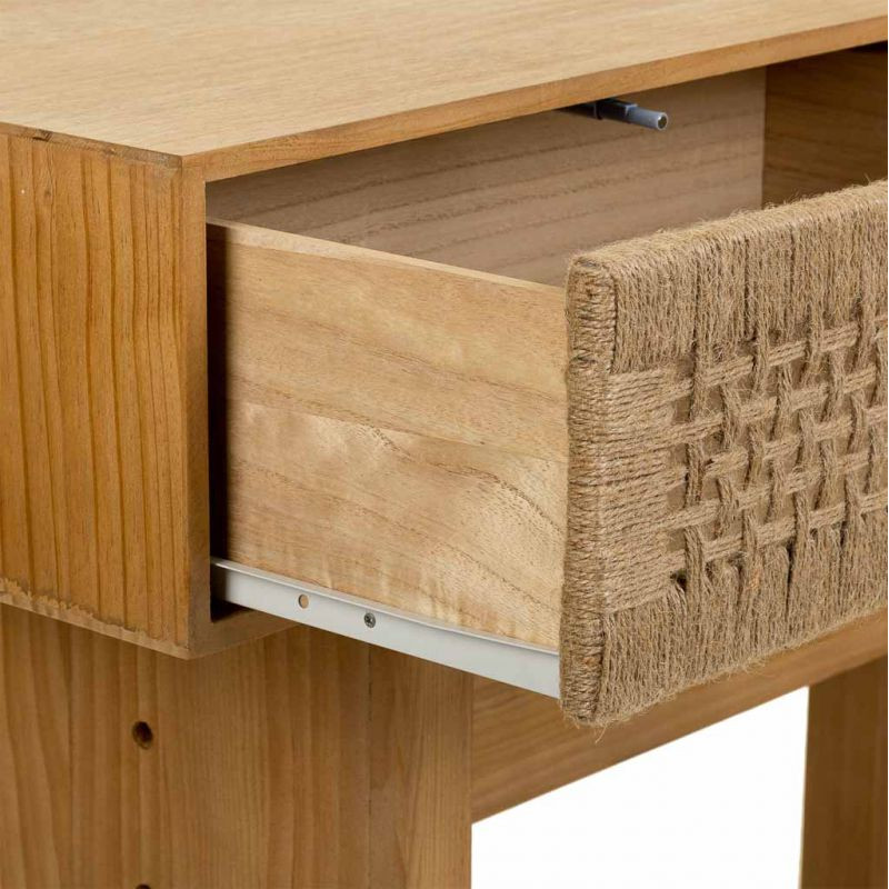 Console d'entrée bohème bois naturel et corde tressée 110x36x77 cm Marena  - 5