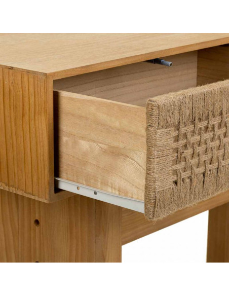 Console d'entrée bohème bois naturel et corde tressée 110x36x77 cm Marena  - 5