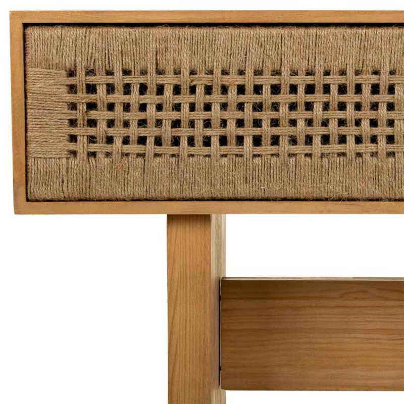 Console d'entrée bohème bois naturel et corde tressée 110x36x77 cm Marena  - 6