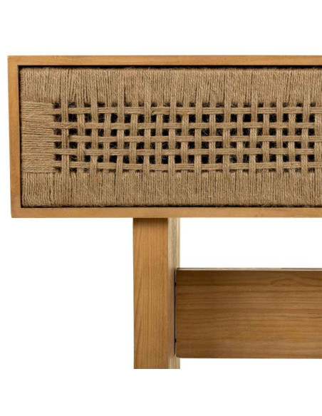 Console d'entrée bohème bois naturel et corde tressée 110x36x77 cm Marena  - 6