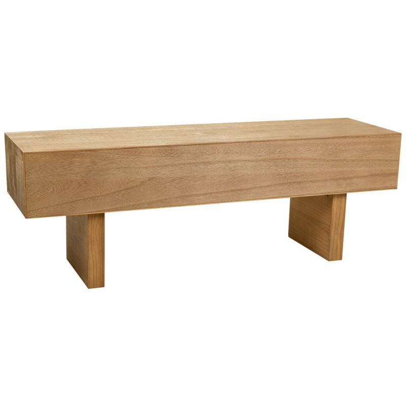 Meuble TV bohème en bois naturel et corde tressée 130x36x45 cm Marena  - 3